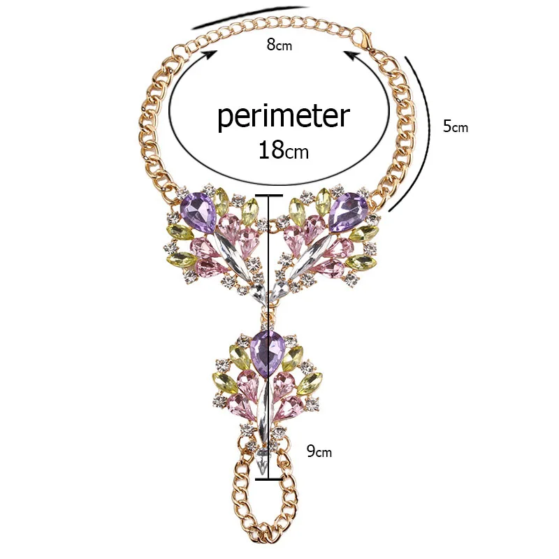 Богемный Роскошный Кристалл Стразы драгоценный камень цветок подвеска браслет