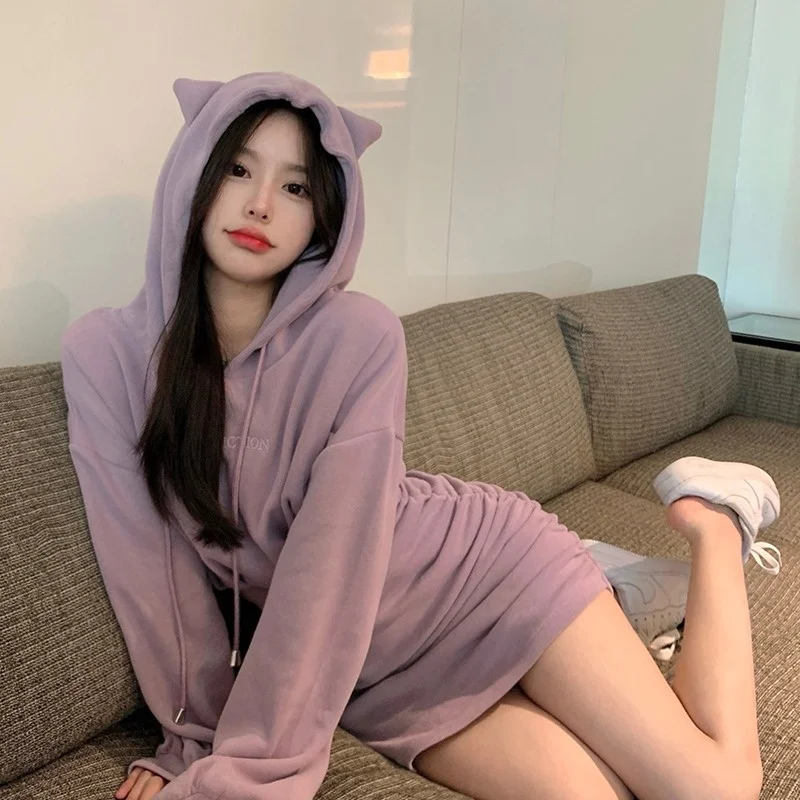 

Женское облегающее платье с капюшоном и рюшами, с длинным рукавом