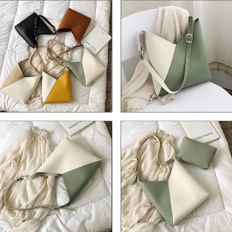 Женская сумка-мешок из ПУ кожи с ручками и плечевым ремнём | Багаж сумки