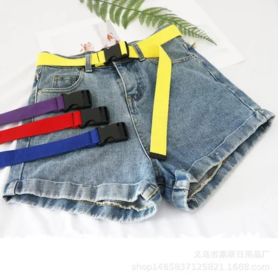 

Fashion Canvas Belt for Women Casual Female Waist Belts with Plastic Buckle Harajuku Solid Color Long Belts Femme