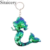 sitaicery chaveiro mermaid keychains charms keys pendants sequins keyring gift jewelry accessories trinket keychains for women