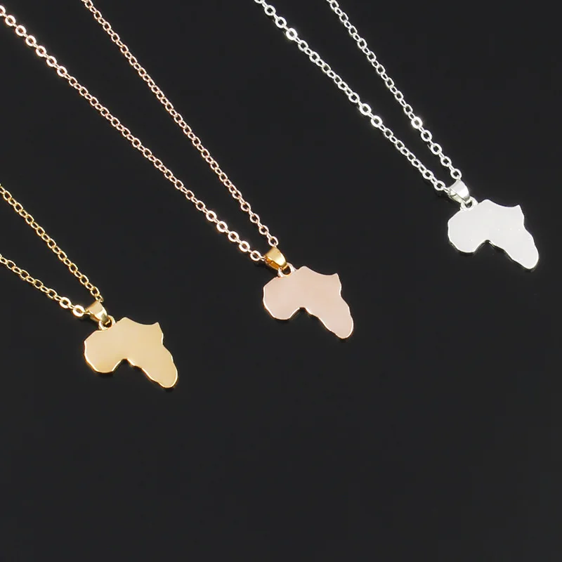 Модный кулон Карта Африки ожерелье для женщин Цвет золотистый серебристый
