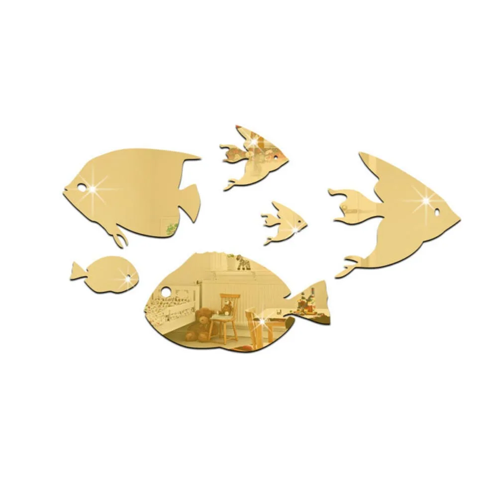 6 Зеркало в форме рыбы набор декоративное зеркало акриловая Ванна Душ Туалет с