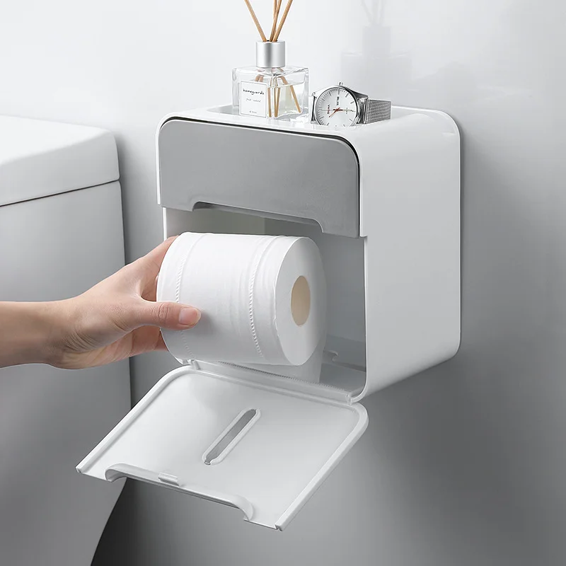 

Punch-Free Toilet Paper Box, Waterproof Paper Towel Rack, Toilet Tissue Box, Toilet Paper Rack, With Reel Storage Box