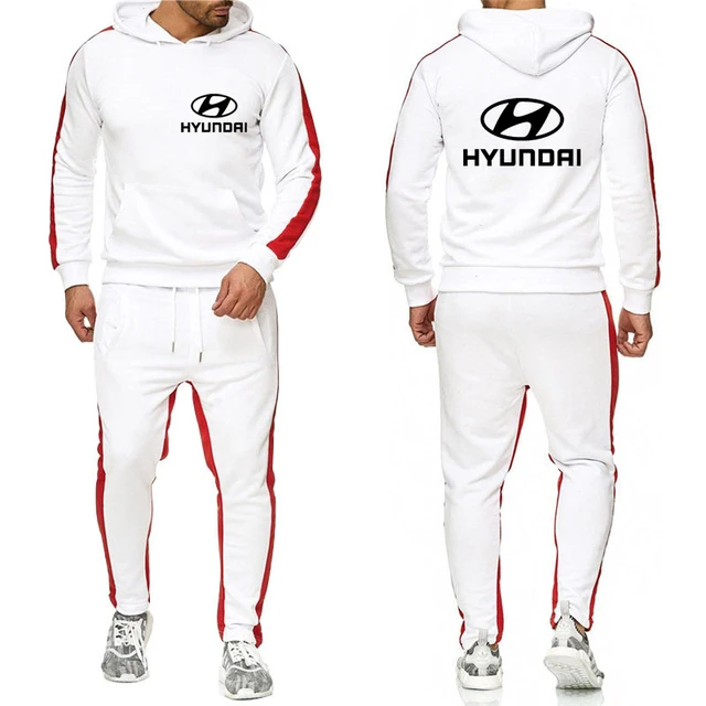 

New Spring Autumn Mens Hoodies Sportssuit Hyundri Car Logo Fashion pullover+Pants 2Pcs High Quality Harajuku Sporting Suit