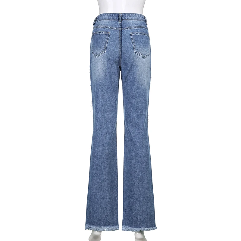 

Skinny Y2K Flare Jeans For Girls Ripped Denim Pants Female Fashion 2020 New Women's Vintage High Waisted Trouser Harajuku Capris