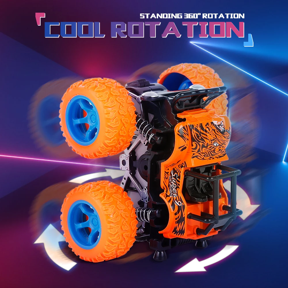 

Inertial Vehicle Four-Wheel-Drive Plastic Children Toy Car Pull Back Stunt Car 360 Degree Outdoor toys for boys