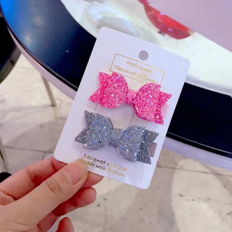 2 шт./компл. милые мини заколки для волос маленьких девочек двухслойные блестящие