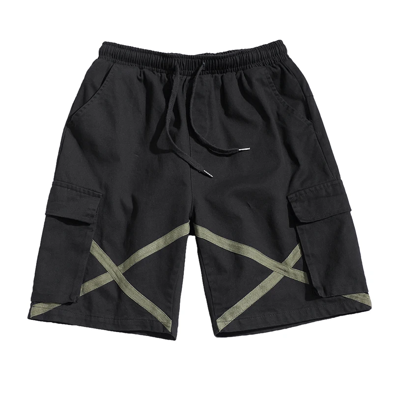 

Streetwear Baggy Cargo Shorts Men Summer 2020 Hip Hop Mens Casual Shorts Male Elastic Waist Ribbons Man Bermuda Shorts