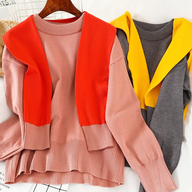 2019 Новая мода Женская одежда свитер женский костюм из двух частей L922 |