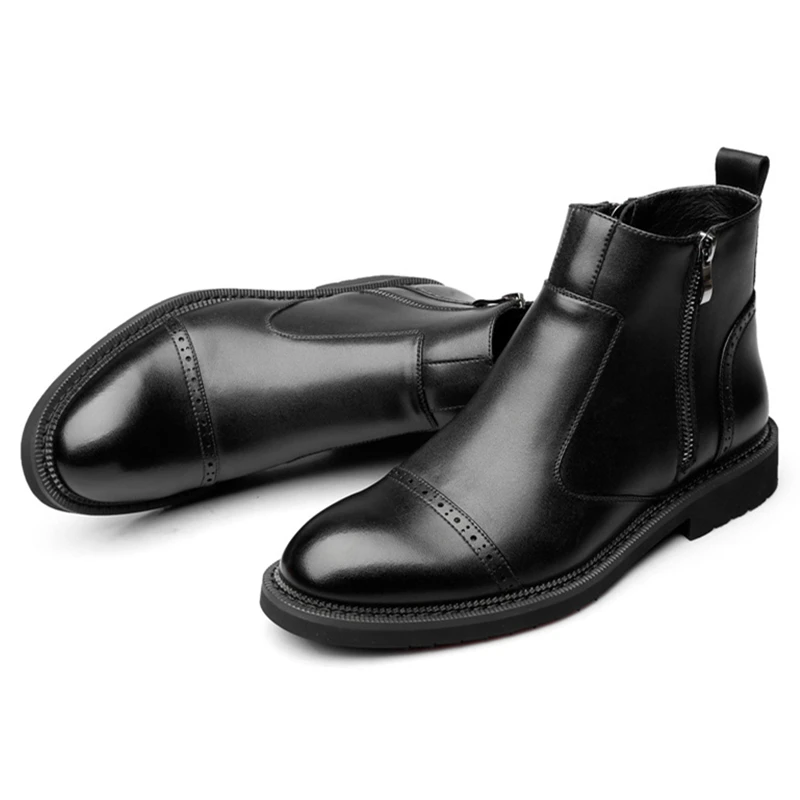 Мужские Ботильоны челси из натуральной кожи черные повседневные ботинки размеры