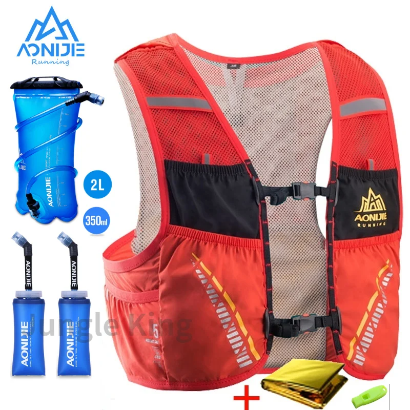 AONIJIE Orange C933 5L Water Bag Backpack 2Lwater Bag 250ML350ML Water Bottle Vest Hiking Camping Running Marathon Rock Climbing