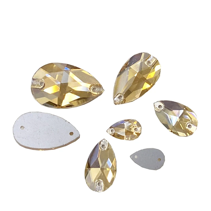 Водяная капля Strass Шампанское GOTA Шитье Strass AAA кристалл плоский стеклянный камень бриллиант, используемый для обуви и одежды.