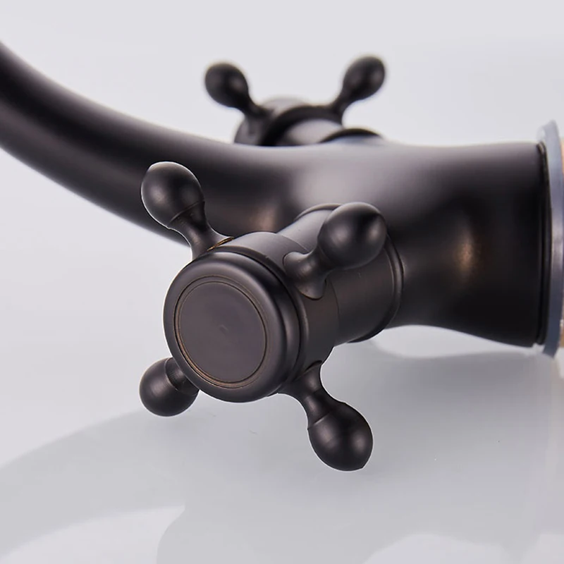 Solid Brass Bronze Double Handle Control Antique Faucet Deck Mounted Kitchen Bathroom Basin Mixer Tap Robinet Copper Black | Обустройство