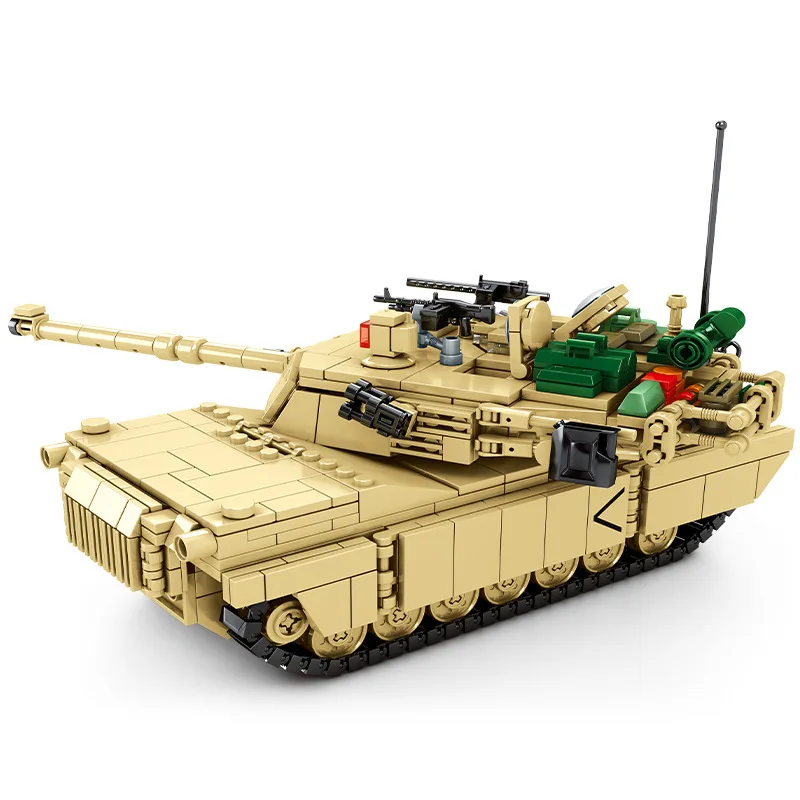 

World War 2 Military War America M1A2 Abrams Main Battle Tank Building Blocks Set Classic Army Weapon Model Boy Toys Kids Gift