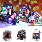 Люминесцентный Домик из смолы для праздника, вечеринки, домашний подарок, микро Ландшафтные украшения на батарейках, Рождественский Декор TA