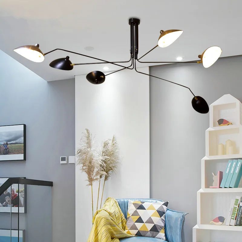 Modern Minimalist Pendant Lights 2/3/6  Arms Black Pendant Lamp for Living room Bedroom Decor Adjustable Hanging Lights