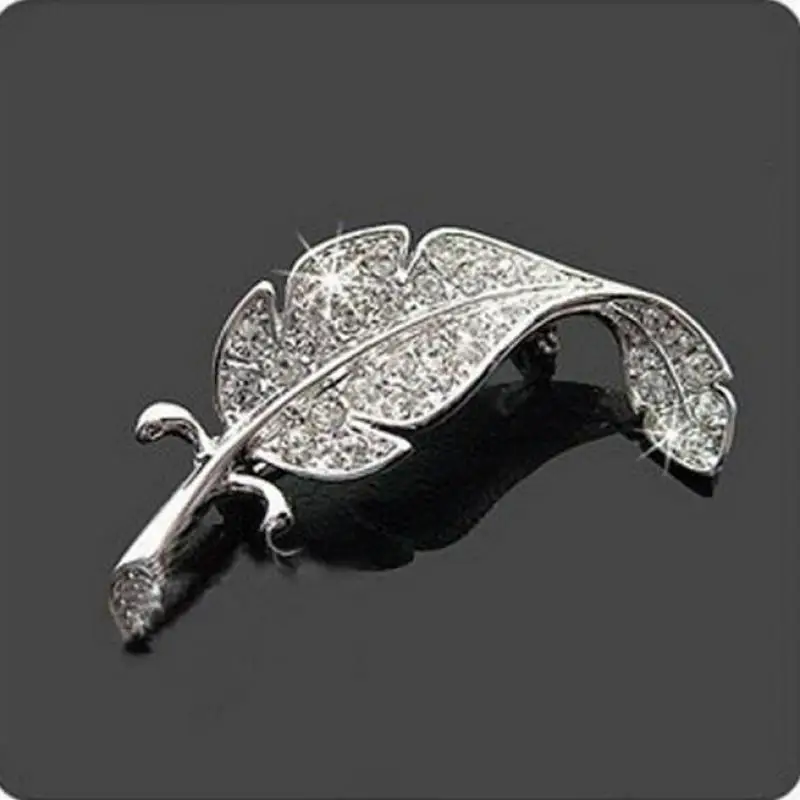

Hot Fashion Rhinestone Leaves Feather Brooches Clothes Sweater Corsage Pins Brooch Pins Enamel Pin Brooches For Women Wholesale