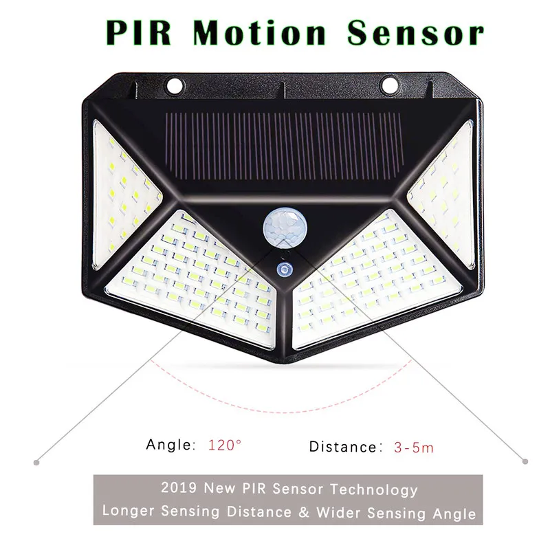 Солнечная лампа 100 светодиодный PIR датчик движения на открытом воздухе IP65