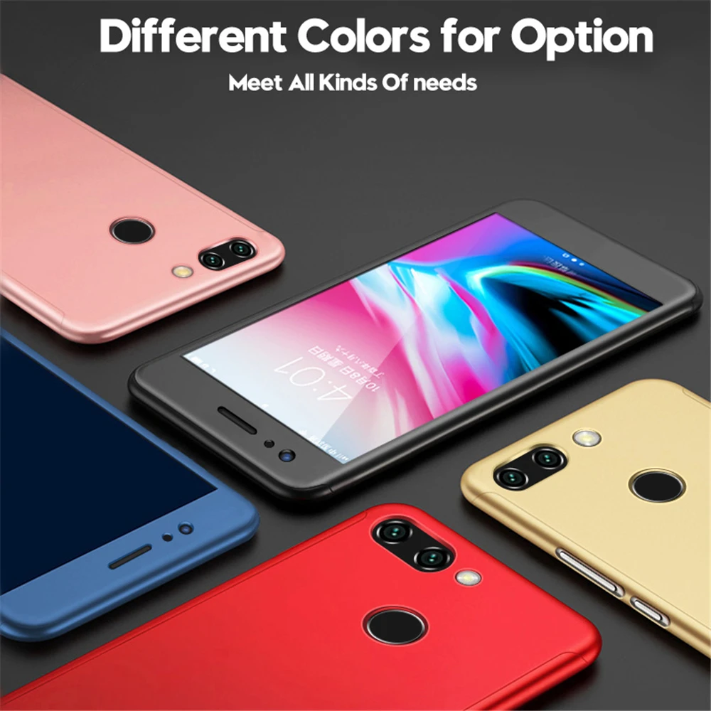 360 градусов полное покрытие чехол для телефона для huawei Nova 4E 3E 2 2S Экран Защитная крышка Honor 8 9 10 Lite 9i V9 играть V10 V20 7X 8X 8A