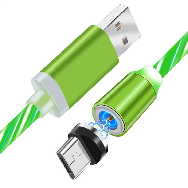 Течёт светильник, магнитный usb-кабель для зарядки, кабель Micro usb и кабель usb type C, светодиодный, светящийся магнит, зарядное устройство для iPhone X 8 7 6