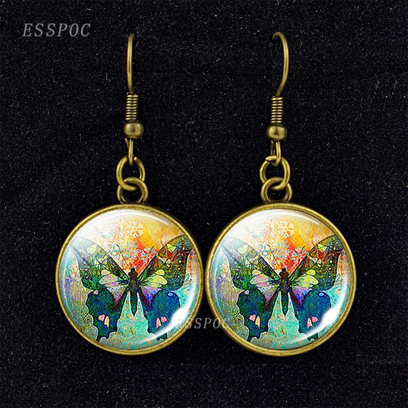 Винтажные бронзовые серьги капельки в форме бабочки подвески модные для женщин