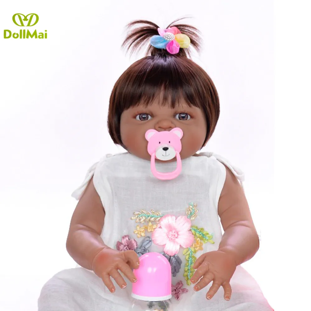 55 см силиконовая кукла Reborn Baby 22 дюйма черная кожа новорожденная девочка