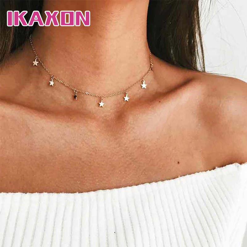 Женское Ожерелье в стиле бохо модное простое ожерелье из сплава с блестящей