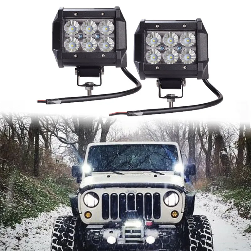 Car Led Light Bar 18W Work Light Lamp Cree Chip LED 4" Motorcycle Tractor Boat Off Road 4x4 4WD Truck SUV ATV 12V 6500K