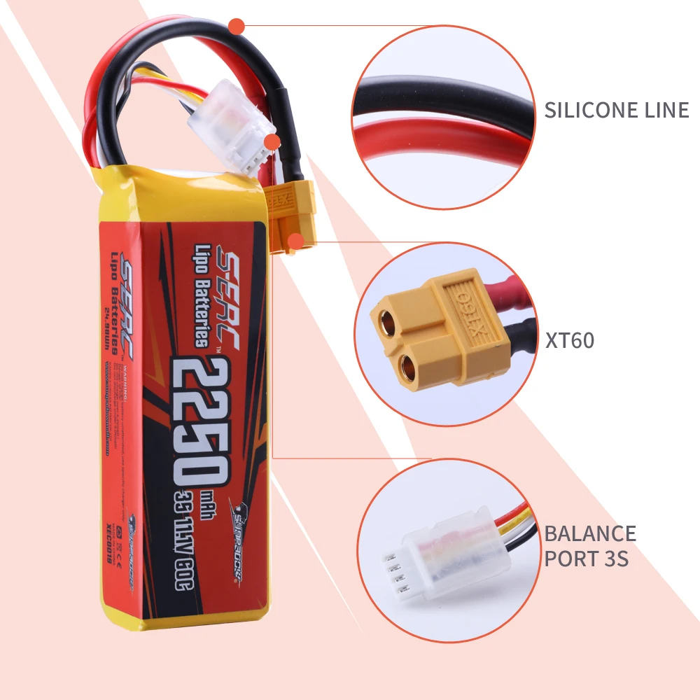 sunpadow 111 в 3s rc lipo аккумулятор 60c 70c 2250 мач с ра