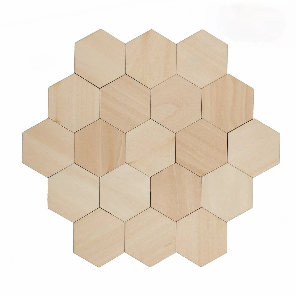 

50pcs 80mm Wooden Hexagon Unfinished Wood Cutouts for Geometric Embellishment,DIY