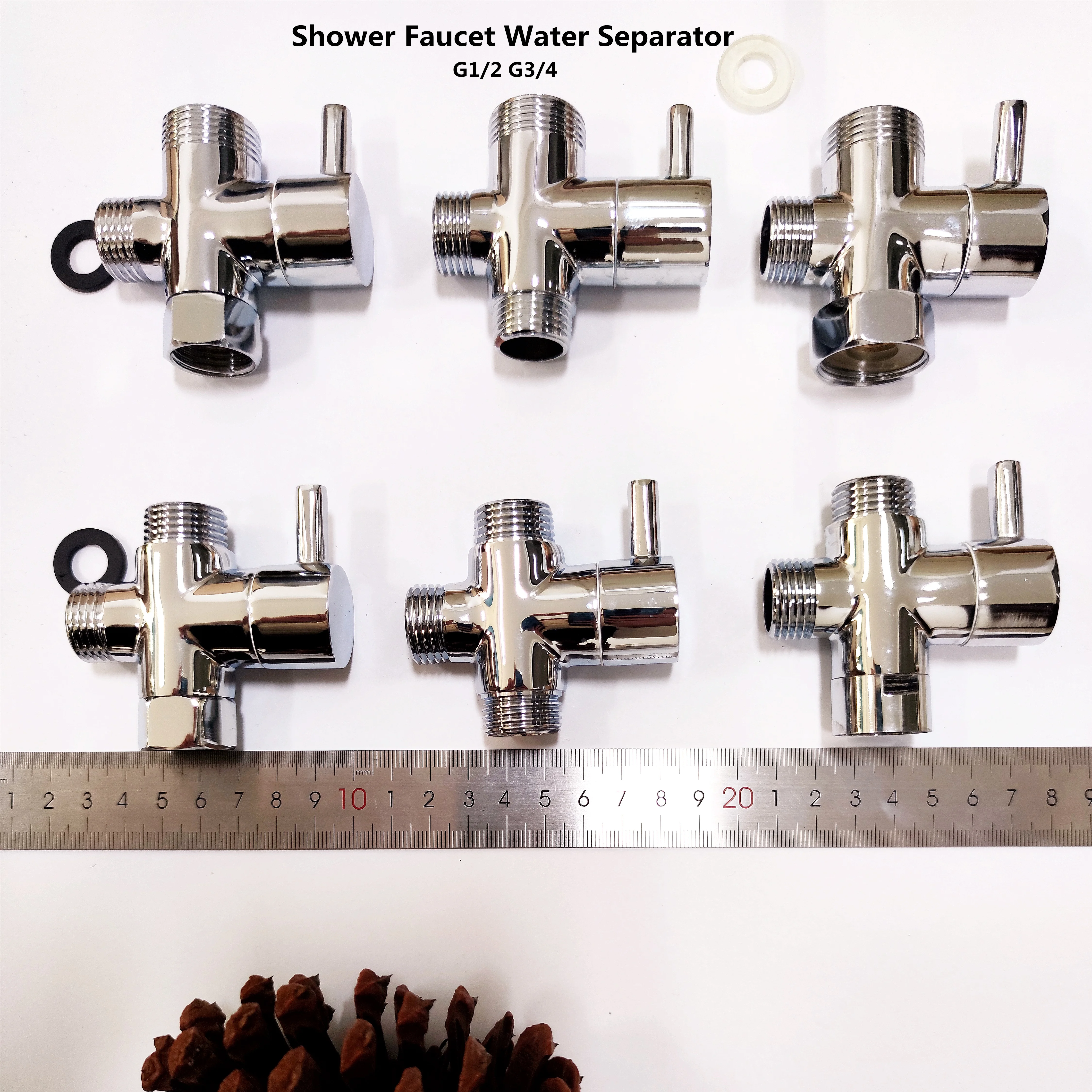

Copper Splitter Shower Faucet Three-Way Water-Separator Valve Spray Nozzle Switch One-Two Joint Converter