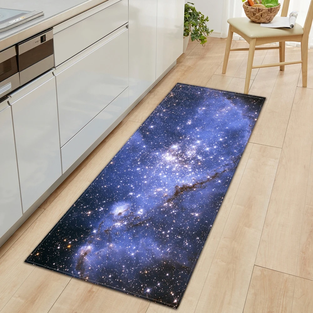 Kitchen Carpet Entrance Doormat Waterproof 3D Cosmic Starry Sky Pattern Home Bedroom Floor Mat Hallway Bathroom Anti-Slip Rugs | Дом и сад