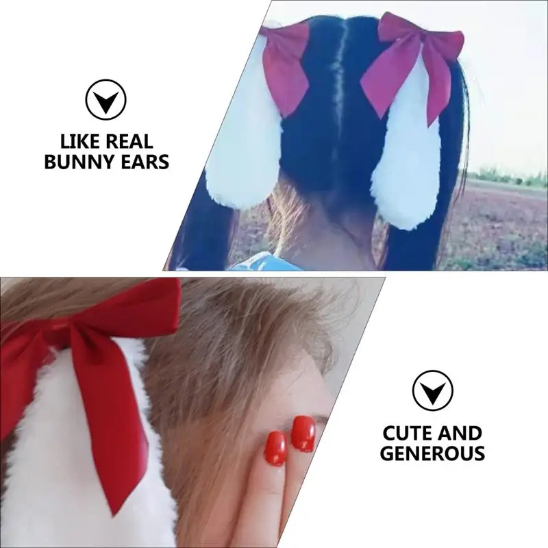 

4pcs Cartoon Animal Furry Ears Hair Clips Halloween Costume Rabbit Headwear