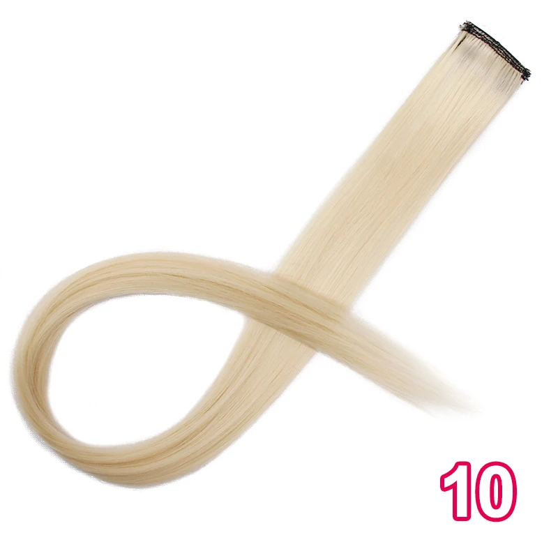 10 AISIBEAUTY, волосы для наращивания на одной клипсе, Длинные прямые, цвета радуги, синтетические волосы для наращивания, Омбре, серый, блонд, розовый - Цвет: 10