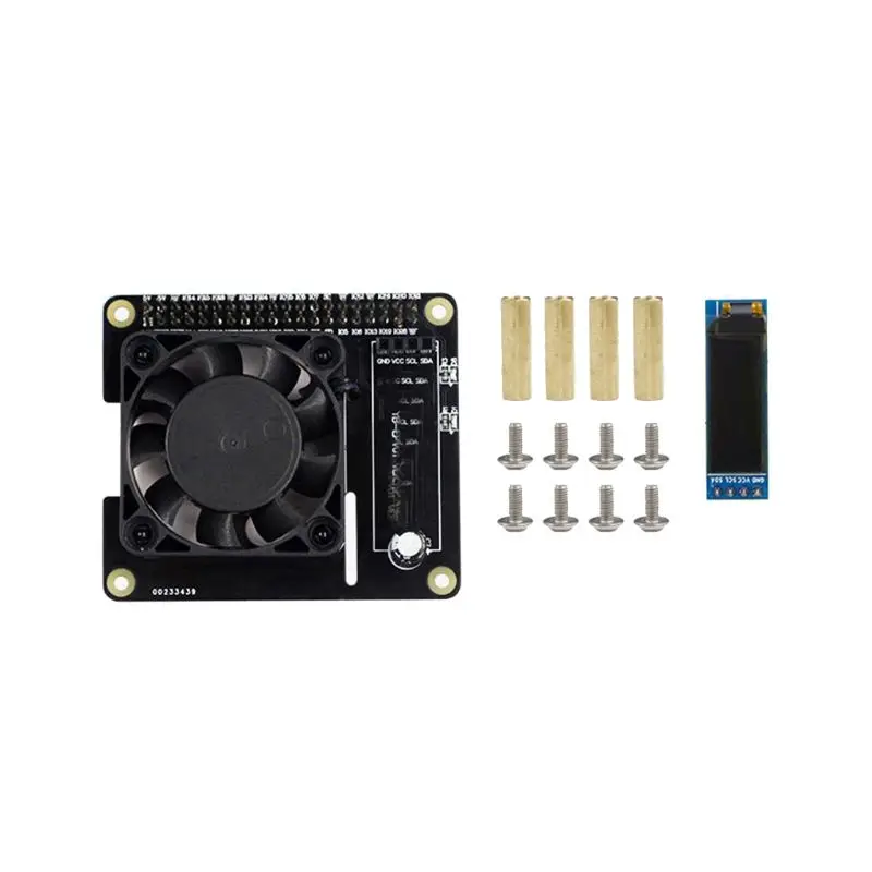 

Adjustable Cooling Fan Expansion Board Silent Heat Dissipation Cooler with LED Light OLED Screen for Raspberry Pi 4B/3B