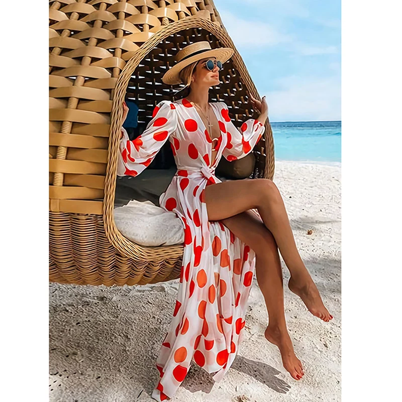 Пляжное платье 2020 Bikini Cover Up печати ванный комплект для женщин Кимоно размера плюс