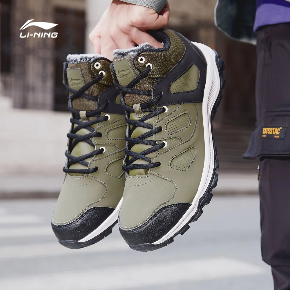 Li-Ning Q4 новые мужские походные ботинки, высокие походные ботинки, теплые классические Прогулочные кроссовки с удобной подкладкой, спортивная обувь AGCM189