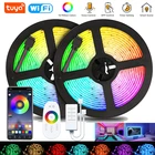 Светодиодная ленсветильник Tuya RGB 5050, гибкая лента 12 В для спальни, украшение, Luzes, Bluetooth, умное управление Wi-Fi, работает с Alexa Google