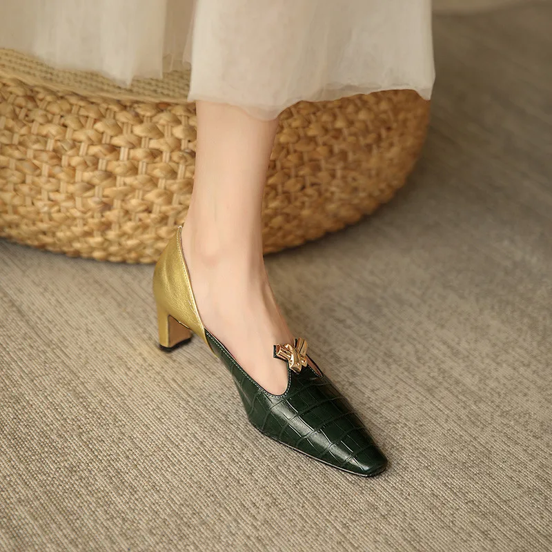 

FEDONAS Mixed Colors Shoes For Women Genuine Leather High Heels Pumps For Women 2021 Fashion Women Shallow Working Women Shoes