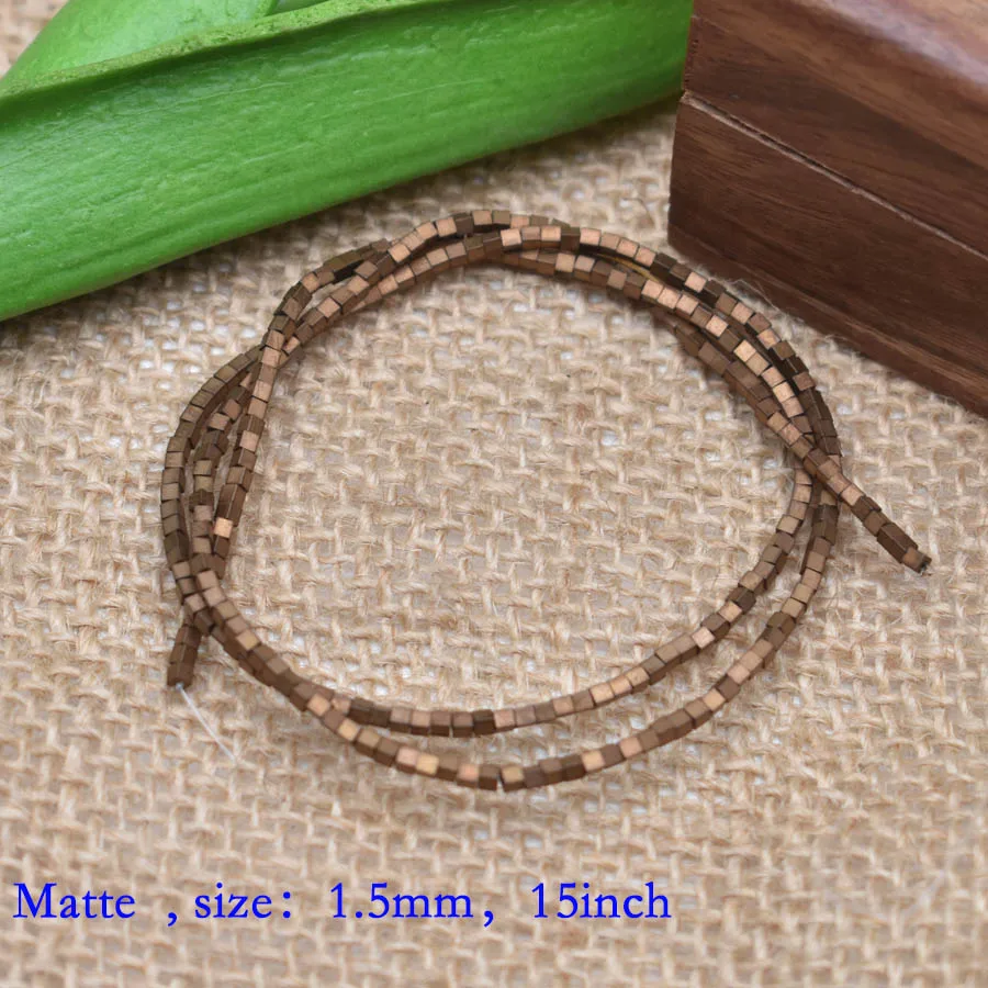 16-1.5mm matte 1,5 мм Цветные Квадратные бусины 274 шт Бусины из натурального камня гематит свободные Квадратные бусины для самостоятельного изготовления ювелирных изделий подарочные серьги - Цвет: 16-1.5mm matte