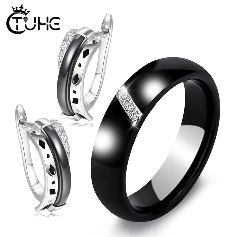 Комплект из кольца и серёг 6 мм с кристаллами|Ювелирные наборы| |