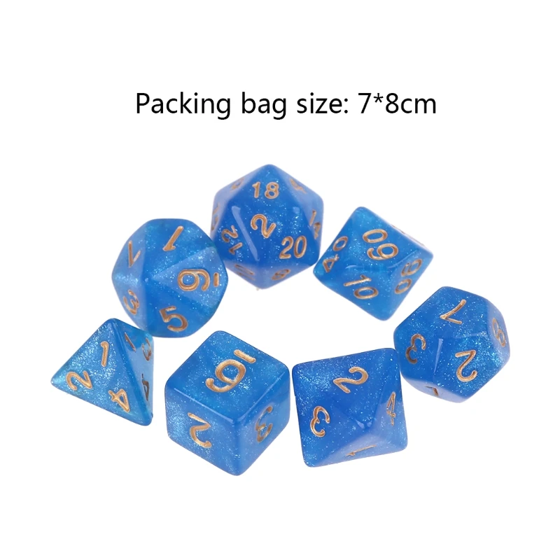 

7pcs D20 Acrylic Polyhedral Dice Glitter Double Colors 20 Sided Dices Table Board Playing Game