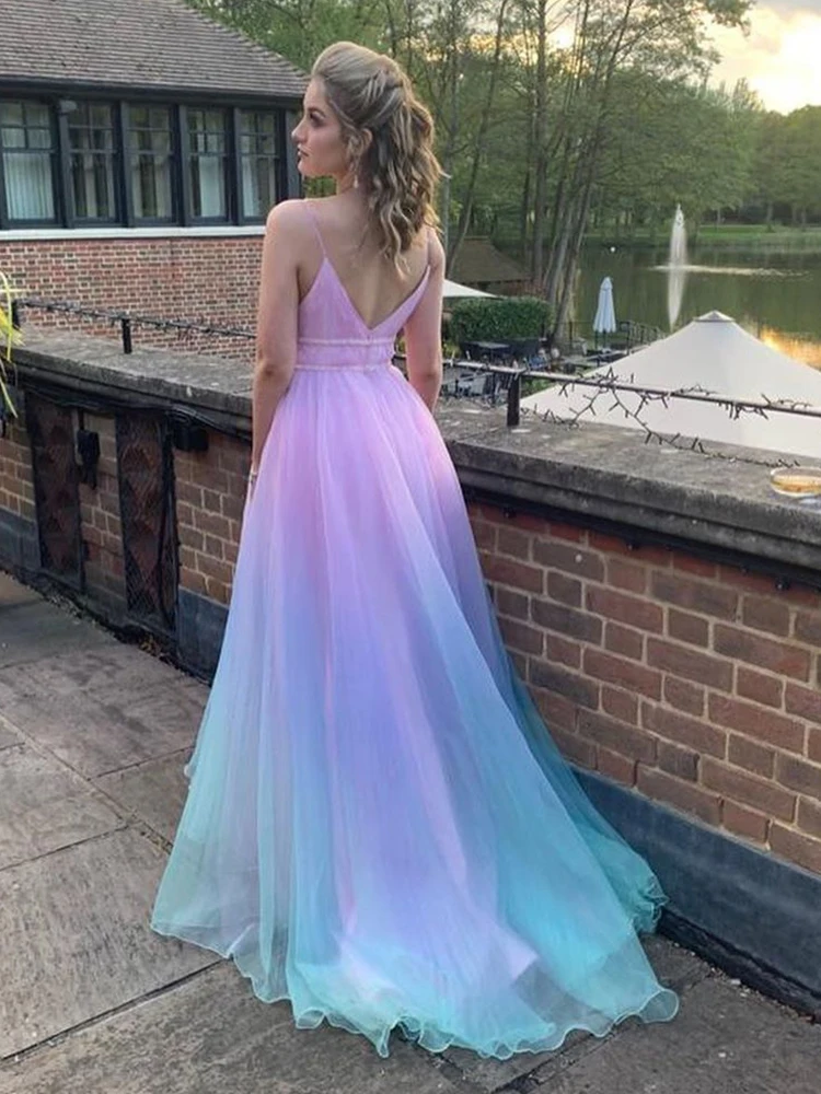

2021 Prom Dresses Organza Long Evening Dresses with Ruched Bodice Ball Gown Pageant Party Gowns Textured Ombre