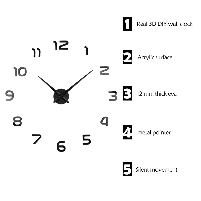 2020 новые большие настенные часы 3D сделай сам современный дизайн полностью