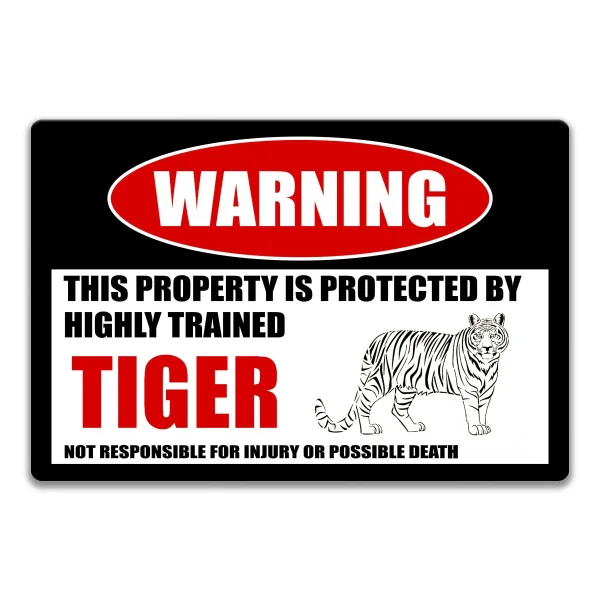 

Tiger Sign Security Sign Warning Danger Metal Tin Sign Vintage Tin Metal Sign Bar Club Cafe Garage Wall Decor Farm Decor Art