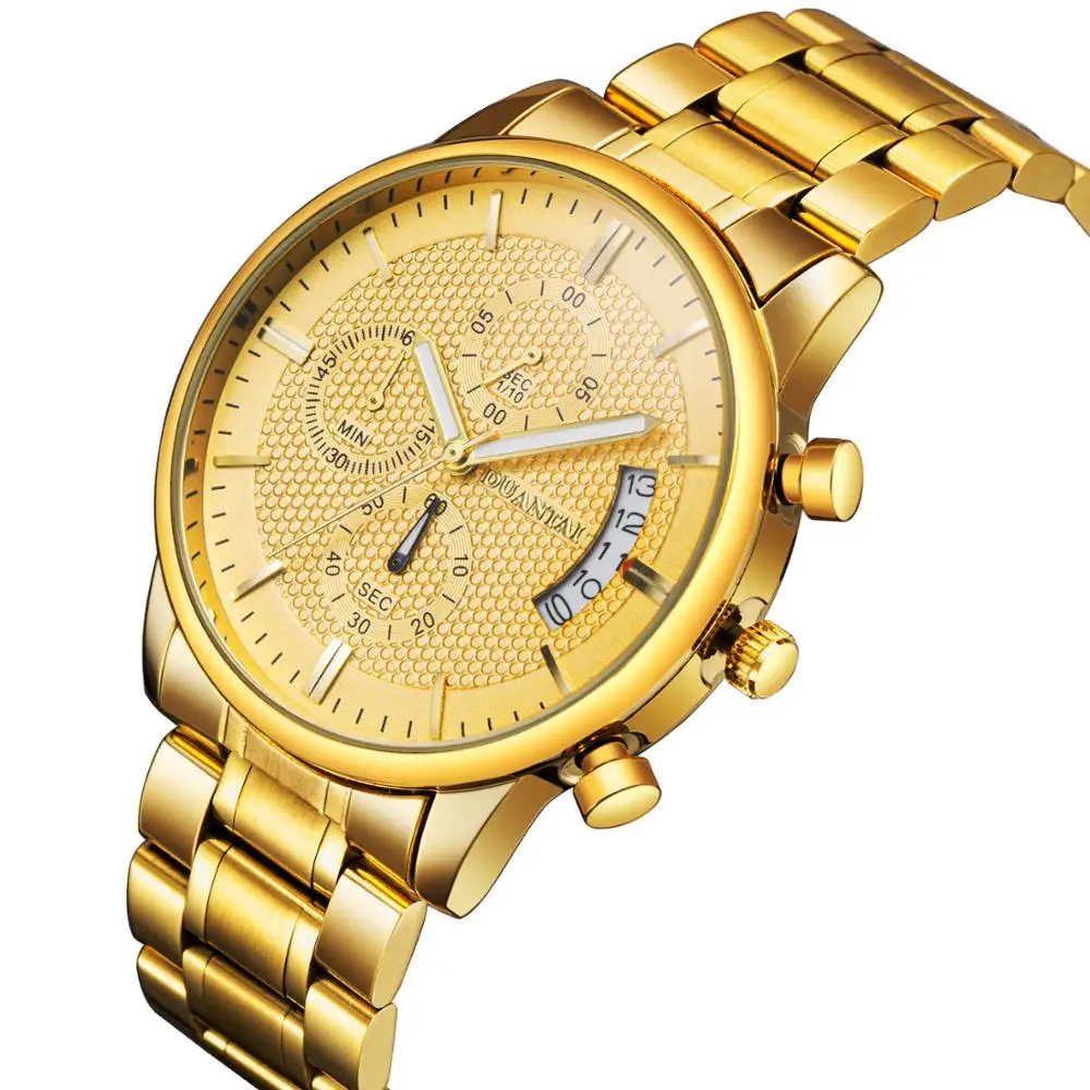 

DUANTAI Luxury Brand Mens Full Steel Six Needles Stop Watch Quartz Watch Men Sport Watch