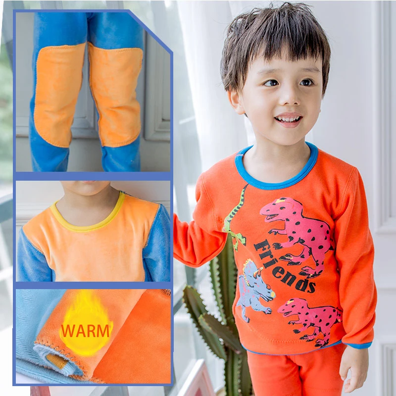 NANJIREN/комплект с подштанниками из золотого флиса для мальчиков теплые пижамные
