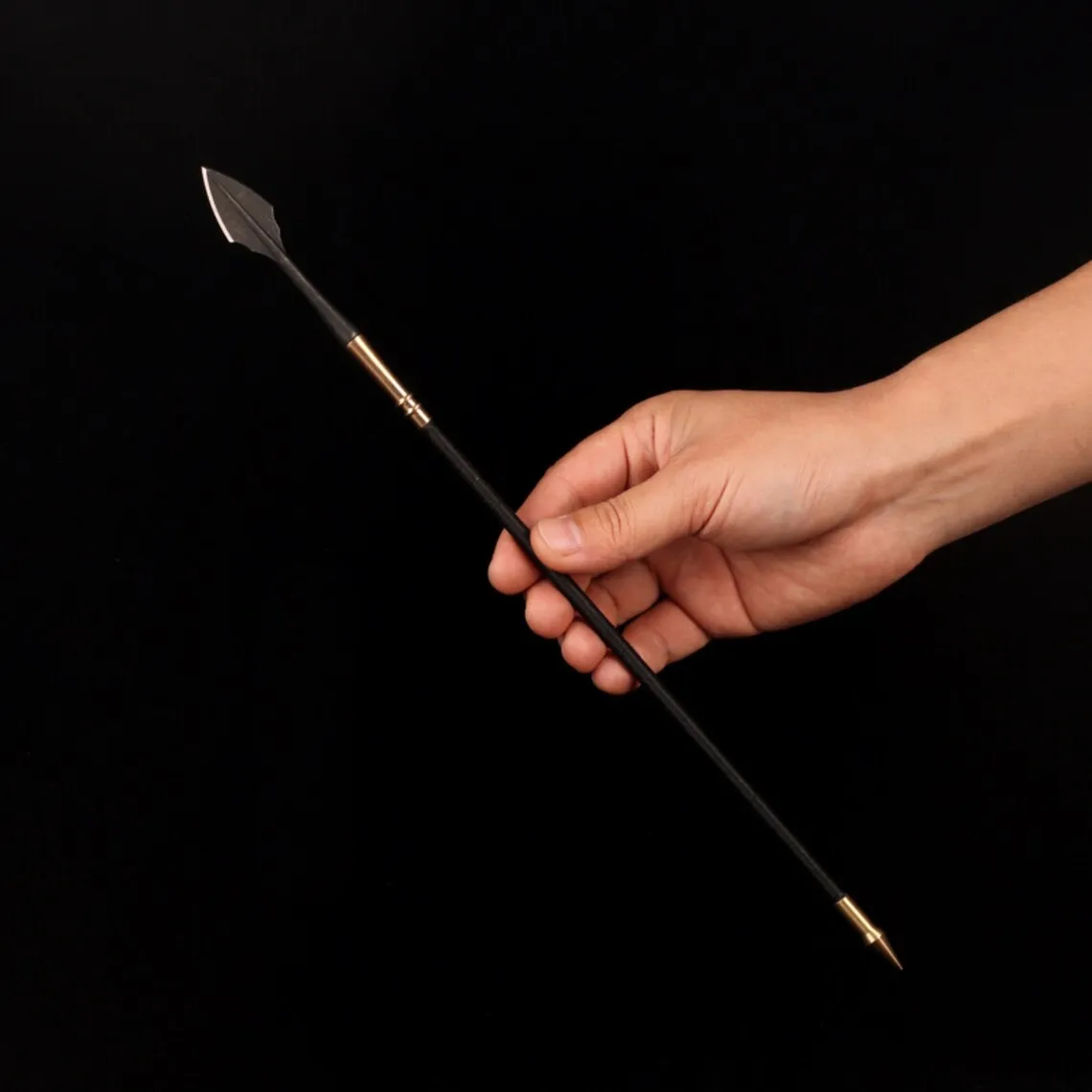 

1/6 Scale Miniature Indian Holding Spear, Spartan Spear, #55 Steel Spearhead, Brass Handle with Tie rope