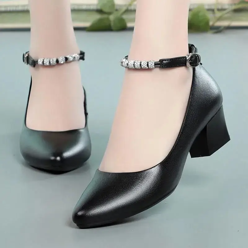 

Cresfimix/женские модные офисные туфли на высоком каблуке из высококачественной бежевой искусственной кожи; Женские повседневные черные летни...